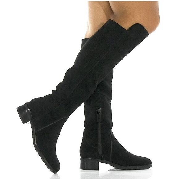 Cole Haan Sz 9.5B Black Suede Calgary Water Resistant OTK Boots Knee High P28-25